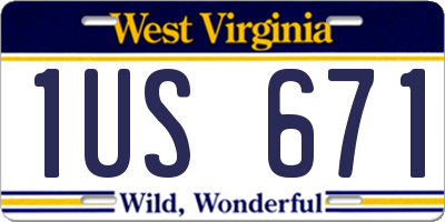 WV license plate 1US671
