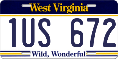 WV license plate 1US672