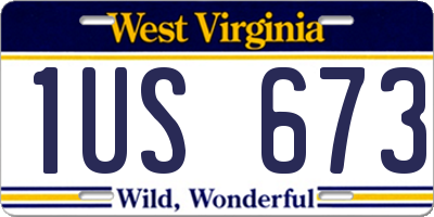 WV license plate 1US673