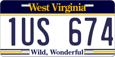 WV license plate 1US674