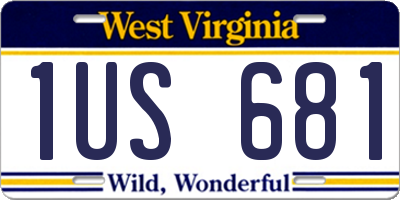 WV license plate 1US681