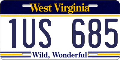 WV license plate 1US685