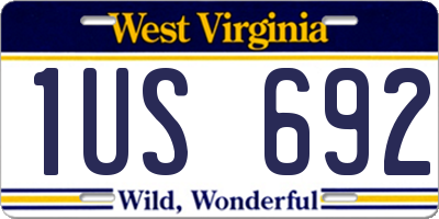 WV license plate 1US692