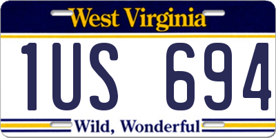 WV license plate 1US694