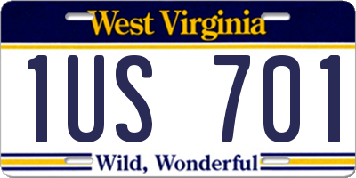 WV license plate 1US701