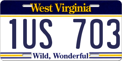 WV license plate 1US703