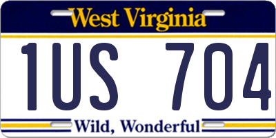 WV license plate 1US704