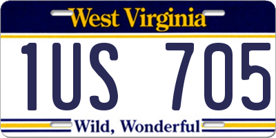 WV license plate 1US705
