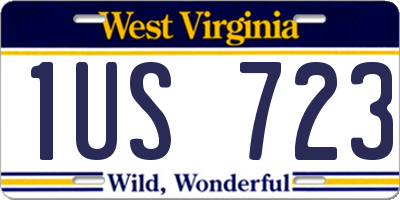 WV license plate 1US723