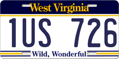 WV license plate 1US726
