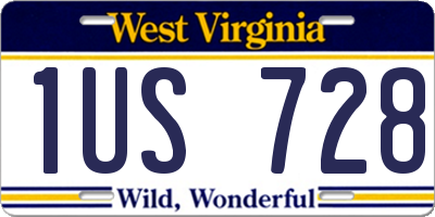 WV license plate 1US728