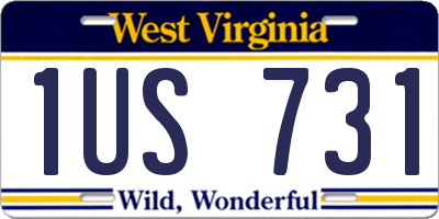 WV license plate 1US731