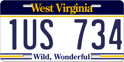 WV license plate 1US734