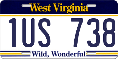 WV license plate 1US738