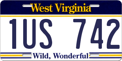 WV license plate 1US742