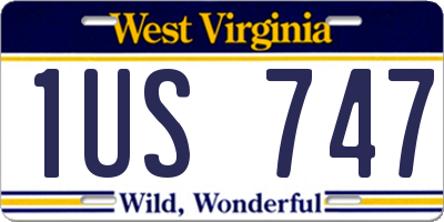 WV license plate 1US747