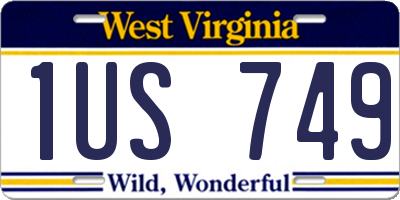 WV license plate 1US749