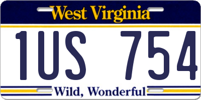 WV license plate 1US754