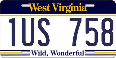 WV license plate 1US758