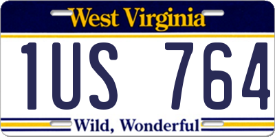 WV license plate 1US764