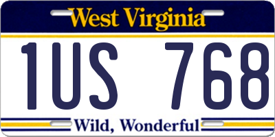 WV license plate 1US768