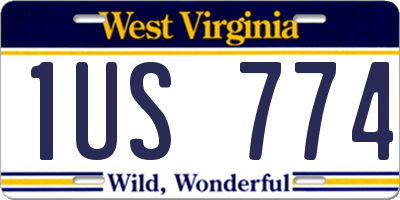 WV license plate 1US774