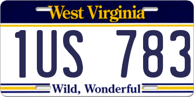 WV license plate 1US783