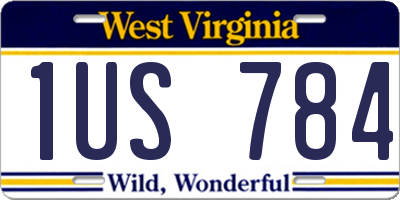 WV license plate 1US784