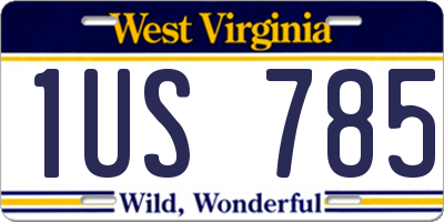 WV license plate 1US785