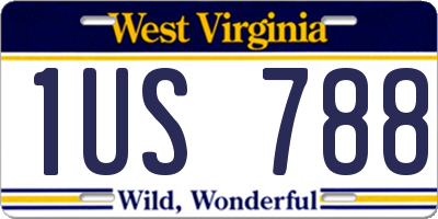 WV license plate 1US788