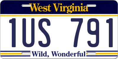 WV license plate 1US791