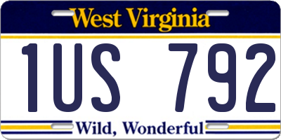 WV license plate 1US792