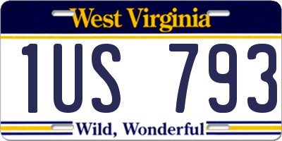 WV license plate 1US793