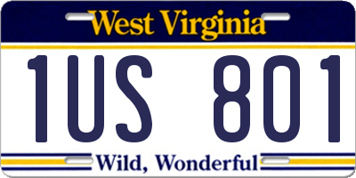 WV license plate 1US801