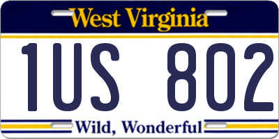 WV license plate 1US802
