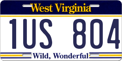 WV license plate 1US804