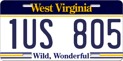 WV license plate 1US805