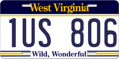 WV license plate 1US806