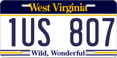 WV license plate 1US807