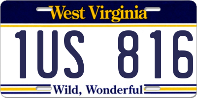 WV license plate 1US816