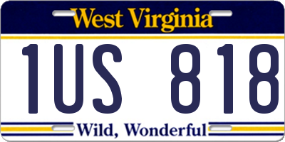 WV license plate 1US818