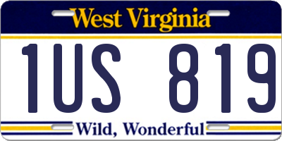 WV license plate 1US819