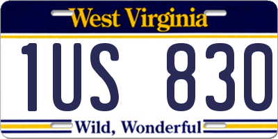 WV license plate 1US830
