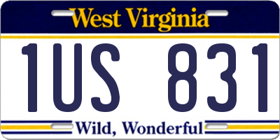 WV license plate 1US831