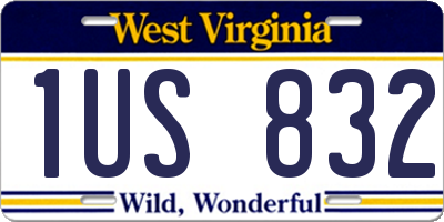 WV license plate 1US832