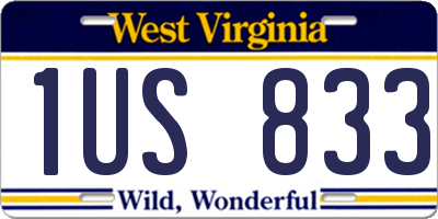 WV license plate 1US833