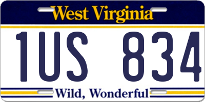 WV license plate 1US834