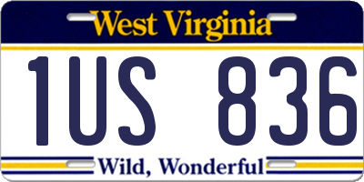 WV license plate 1US836