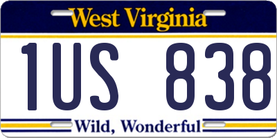 WV license plate 1US838