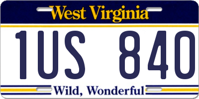 WV license plate 1US840